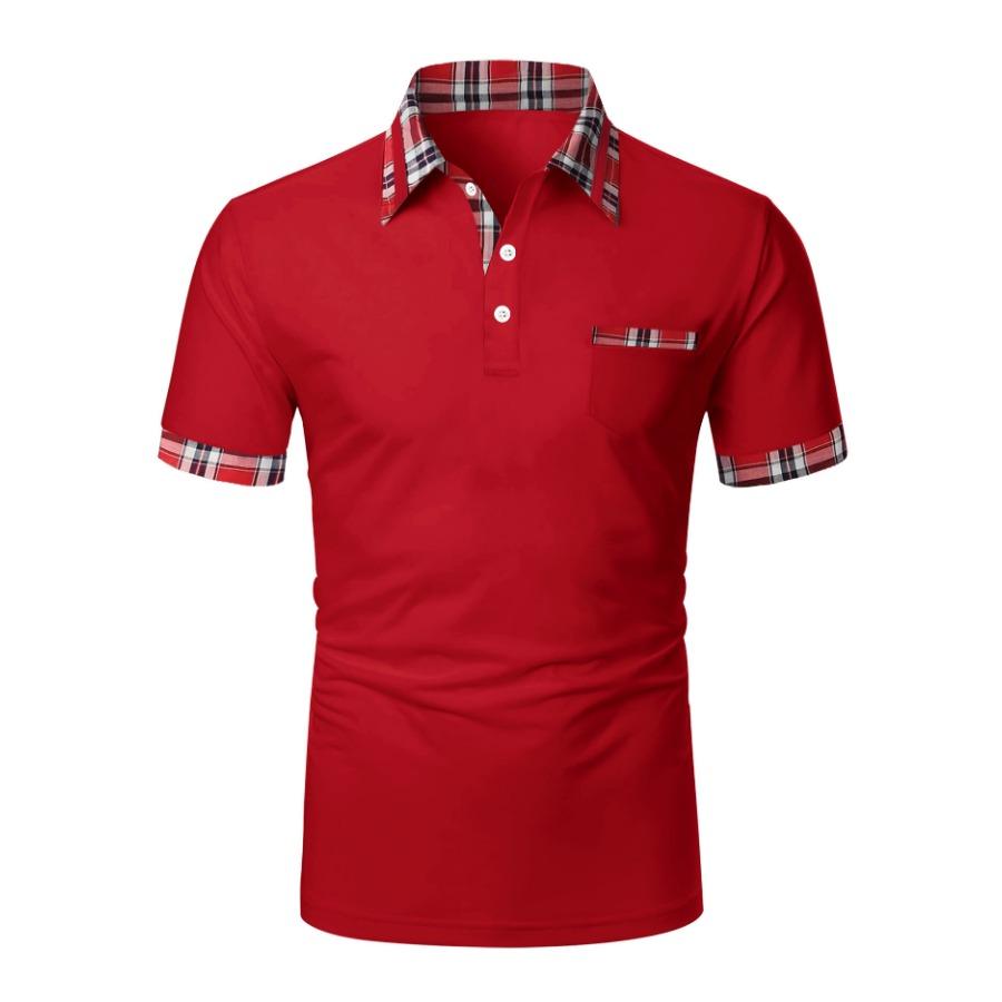 Мужская футболка с воротником-поло с коротким рукавом, белые, черные, синие рубашки-поло, мужские повседневные лоскутные топы в клетку с принтом