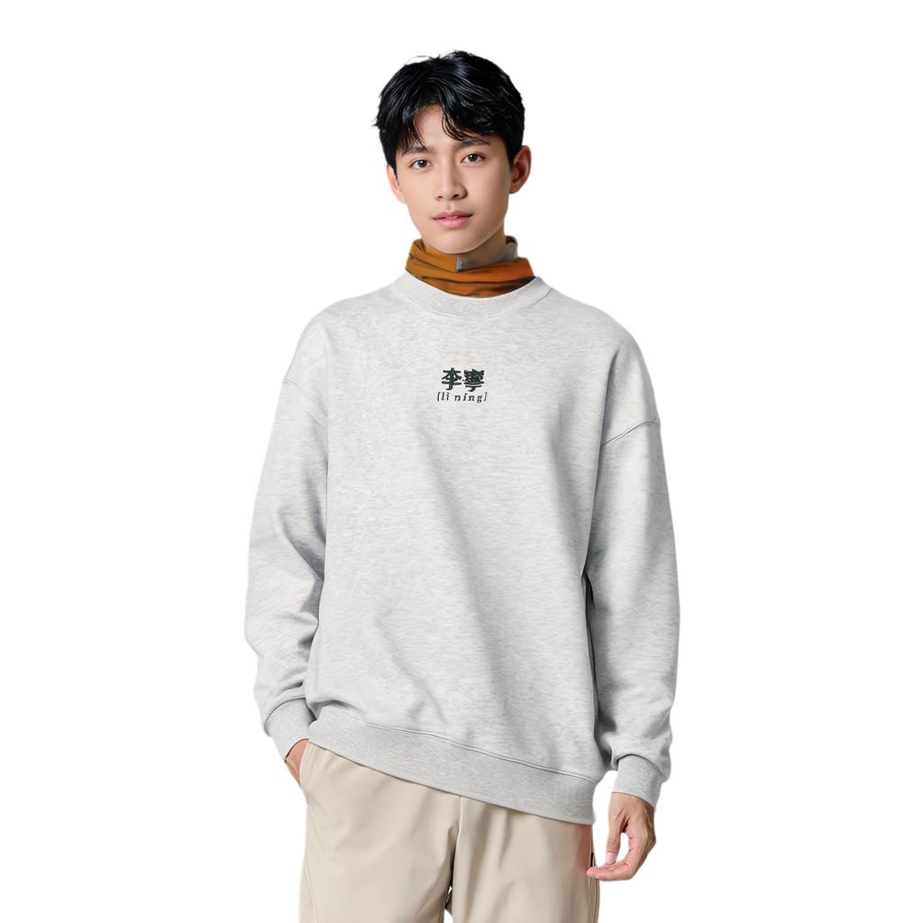 Li Ning Sports Life Collection Sweatshirt Unisex Heather Gray Deep Antarctic Gray AWDU925-1