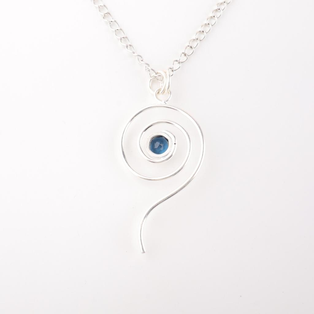 Natural London Blue Topaz Gemstone 925 Sterling Silver Jewelry Handmade Pendant PP-42-19