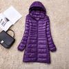 Plus Size White Duck Down Jacket Light-weight Down Jacket Women Inner Cloth Coat Ladies Long Winter Hat Hooded Femal