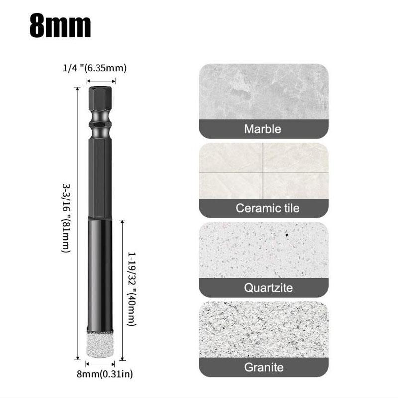 Алмазное сверло с шестигранным хвостовиком, сухое вакуумное сверление, наборы коронок, алмазное сверло для угловой шлифовальной машины, резак для плитки, кольцевая пила, инструменты