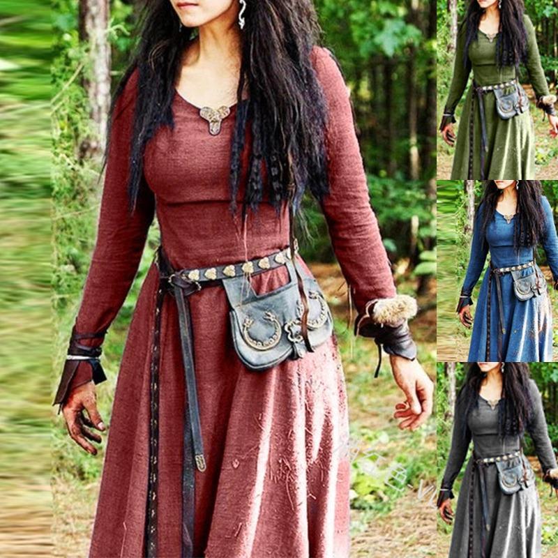 Medieval Renaissance Women Retro Long Dress Carnival Party Fancy Dress Costume