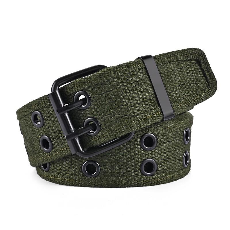 New Men's Double Row Needle Buckle Woven Belt Women's Belt Leisure Sports Outdoor Work Belt with Cargo Pants Jeans Belt