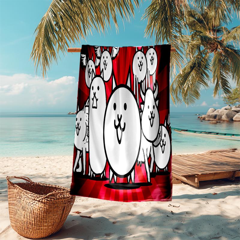 Beach Towel with The Battle Cats Pattern - soft,absorbent,machine washable Lightweight&Modern,swimming,Travel Essentials