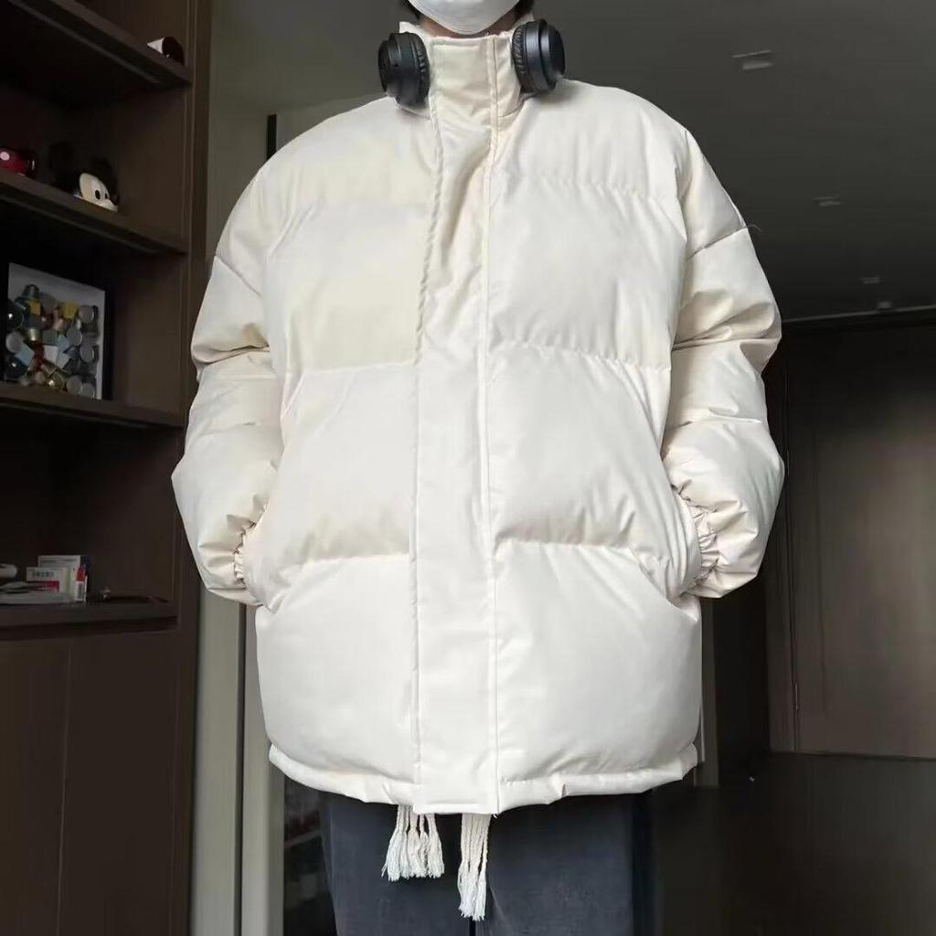 Men's 2023 Trendy Winter Stand Collar Cotton Coat - Loose Fit, Solid Color, High-Grade Design