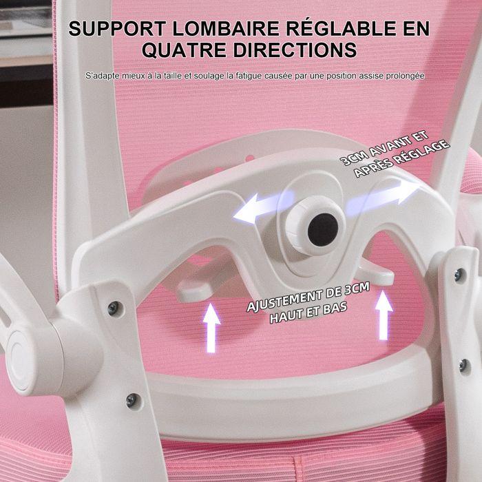 Sevencomfort-Chaise d'apprentissage ergonomique avec dossier adaptatif-réglable en hauteur-Chargé 200KG-Rose