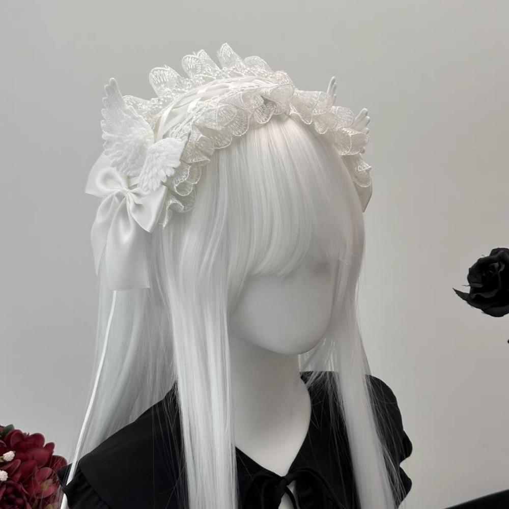Gothic Lolita Wing Angel Headband Lace Head Wrap New Cosplay Headdress Hair Accessories