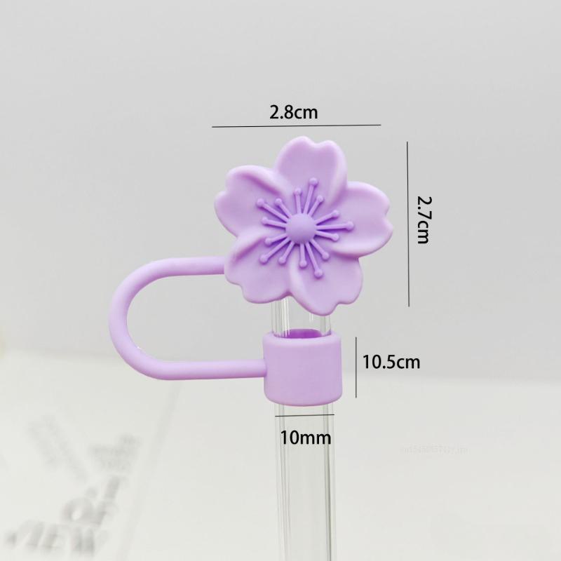1pcs Straw Cover Cap for Stanley Cup Begonia Flower Dust-Proof Straw Toppers 10mm Reusable Silicone Straw Tips Lids Party Decor