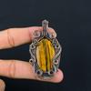 Тигровый глаз драгоценный камень из чистой медной проволоки обернутый ювелирный кулон ручной работы для подарка