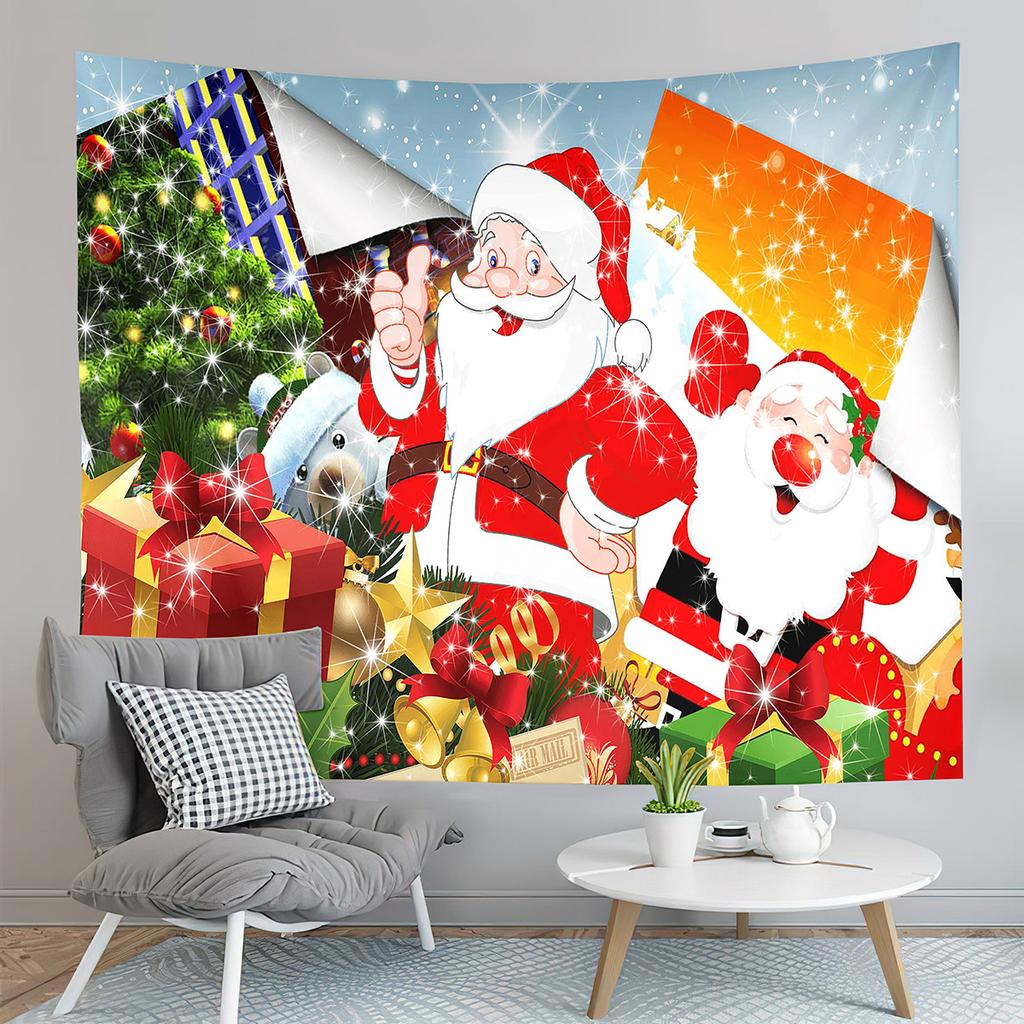 С Рождеством Санта-Клаус печатный узор гобелен для дома, гостиной, спальни, настенное украшение, настенный гобелен