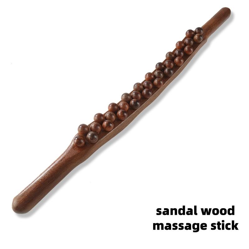 Solid Wooden Gua Sha Tool with Beads for Deep Tissue Relief Body Massager Smooth Massage Stick for Relaxation And Stress Relief