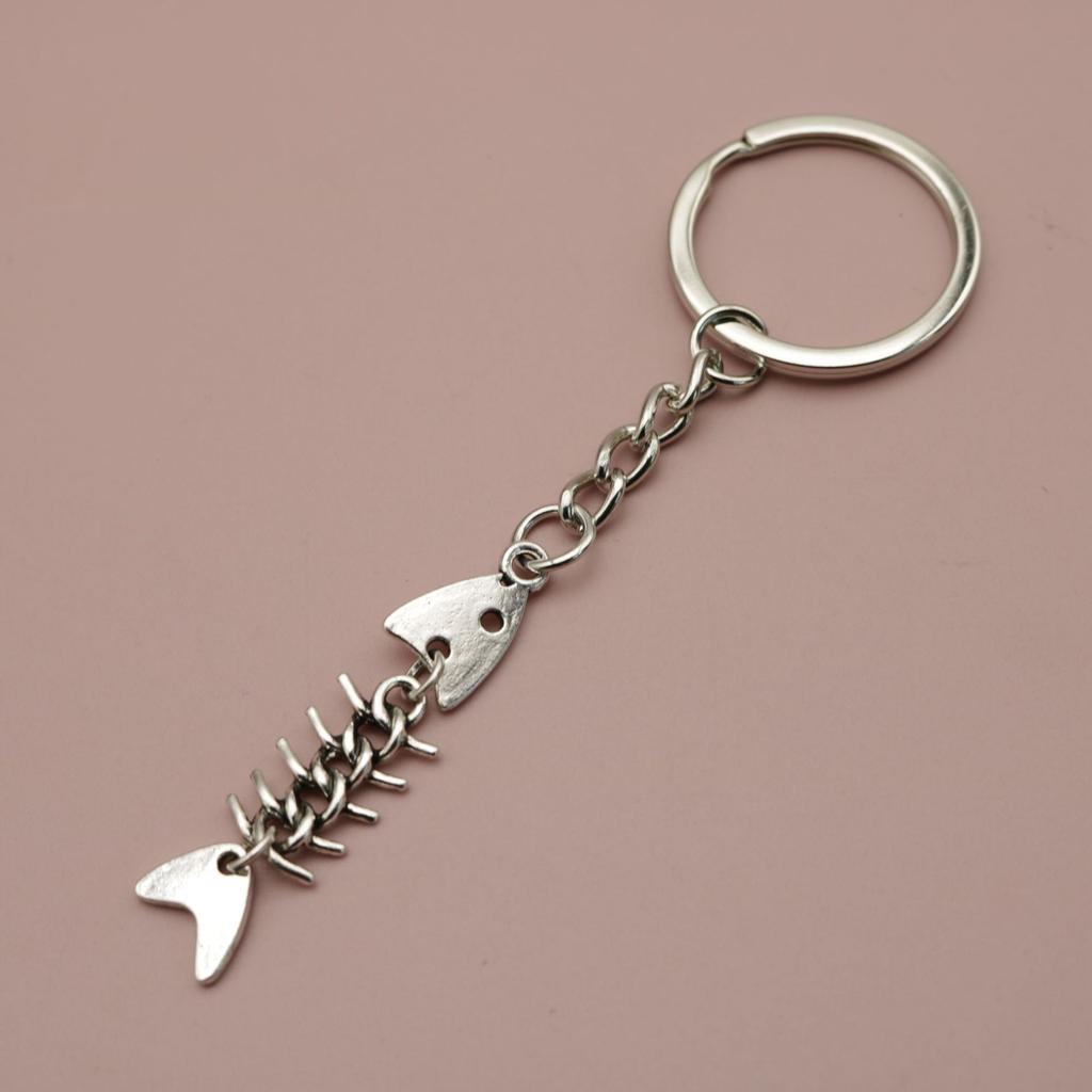 Minimalist Fishbone Keychain Pendant