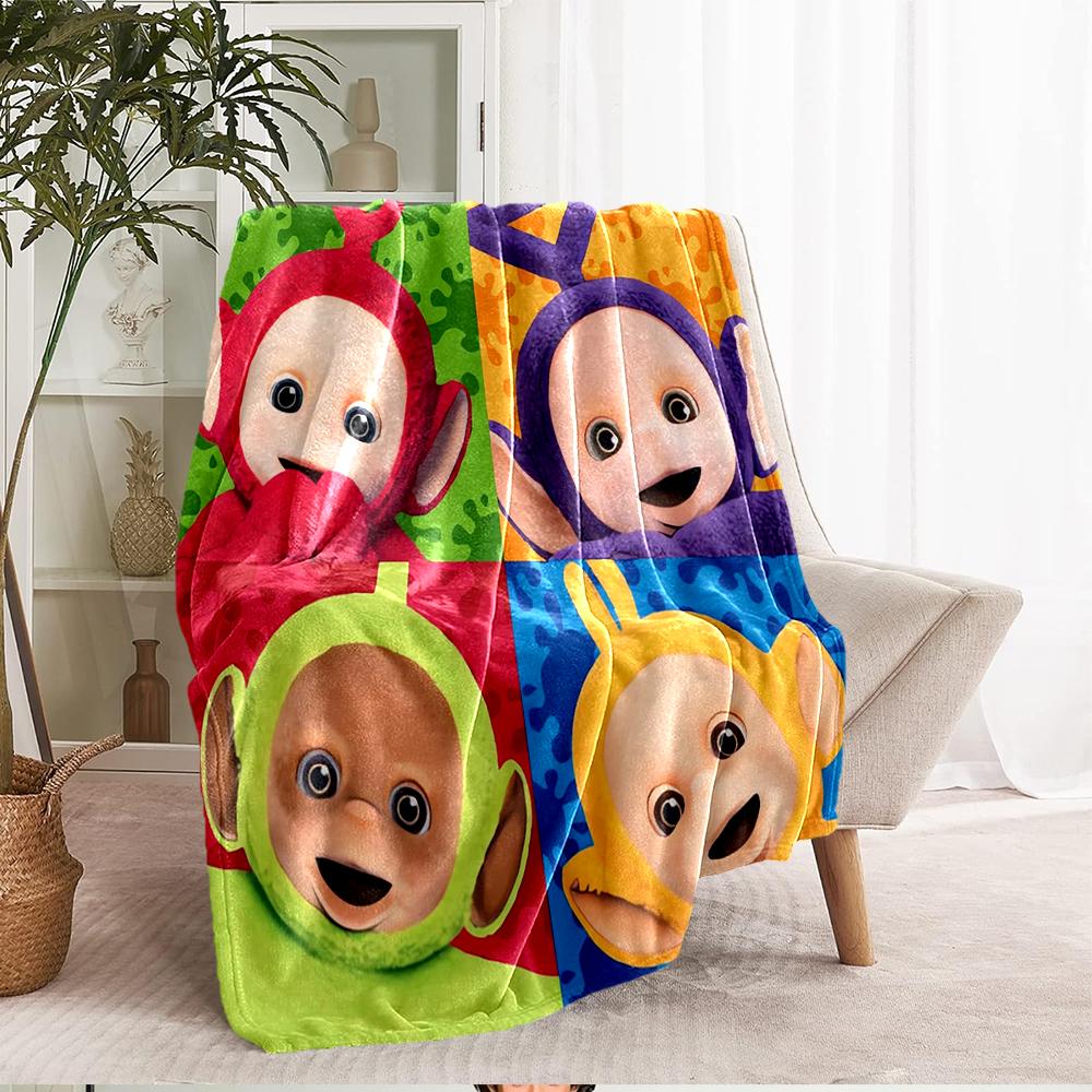 Teletubbies Theme Printed Blanket - Perfect for Couch, Bed, Travel & Outdoor Use | Machine Washable, Cozy & Durable.