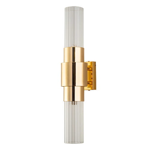 Glass & Brass - Single Tube Wall - 45cm wall lamp, gold brass