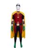 Teen Titans Robin Cosplay Costume Set with Batman Cape for Halloween or Stage Performances.