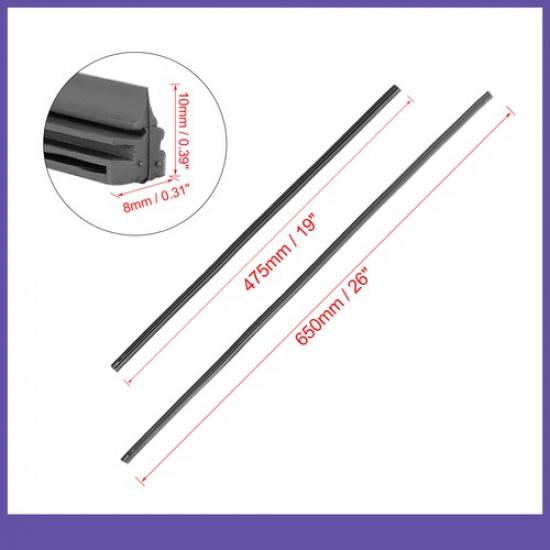 FOUR 475mm 650mm 19" 26" 8x10mm 3 Section Car Windshield Wiper Blade Refill
