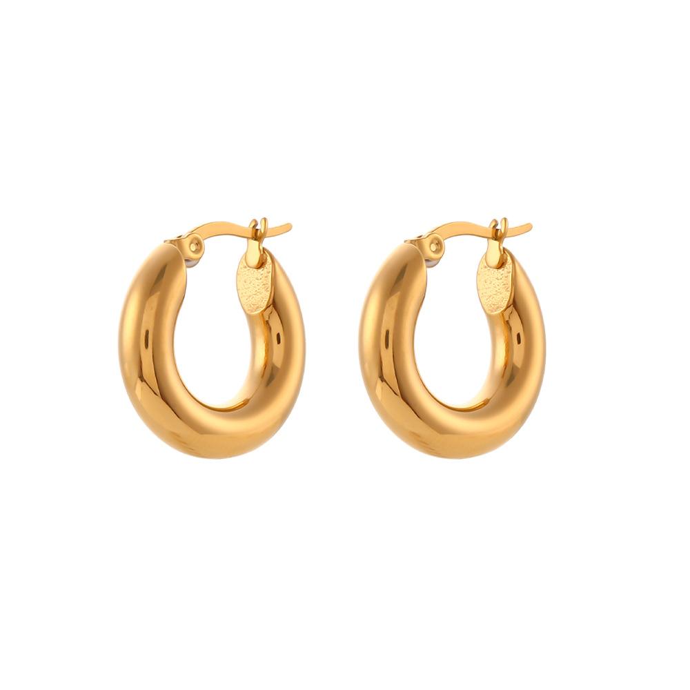 Минималистичные Серьги-кольца из Нержавеющей Стали с Покрытием 18K Золотом 20 мм 25 мм 30 мм для Женщин