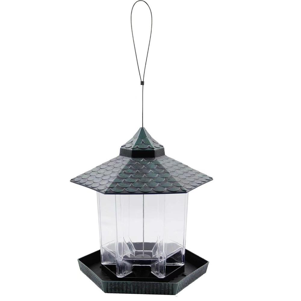 Plastic Bird Feeding Station Tower Shape Bird Feeding Tray Food Container  Outdoor Use