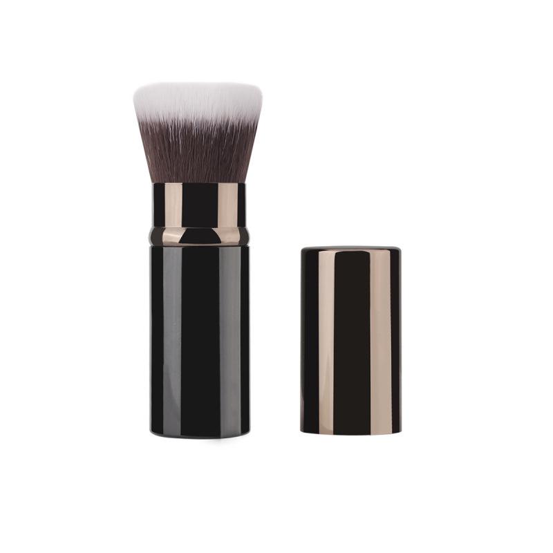 Compact Retractable Travel Powder Brush - Soft Makeup Tool for Blush and Beauty Touch-Ups
