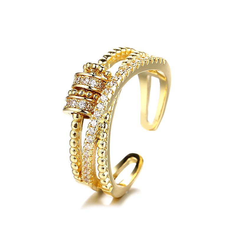 Women's Trendy Double-Layer Zircon Open Finger Ring - Anxiety Relief