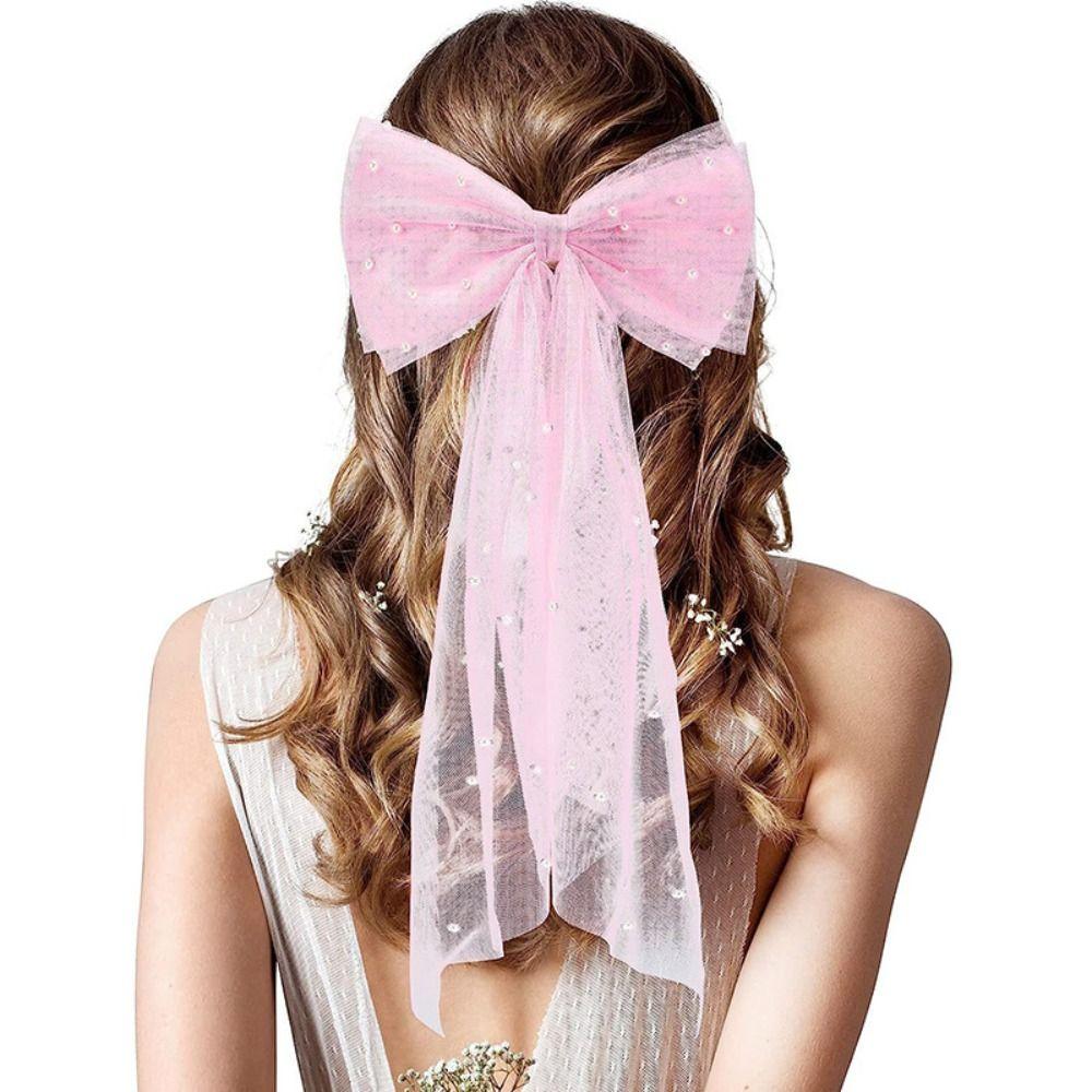 Белая свадебная фата короткая в подарок подружке невесты винтажная жемчужная вуаль с бантом для волос свадебная девичника