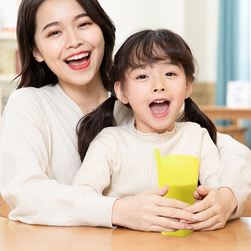 Детская детская кружка для питья со встроенной трубочкой, кружка для питья из пищевого пластика с интегрированной трубочкой, детская бутылка для воды