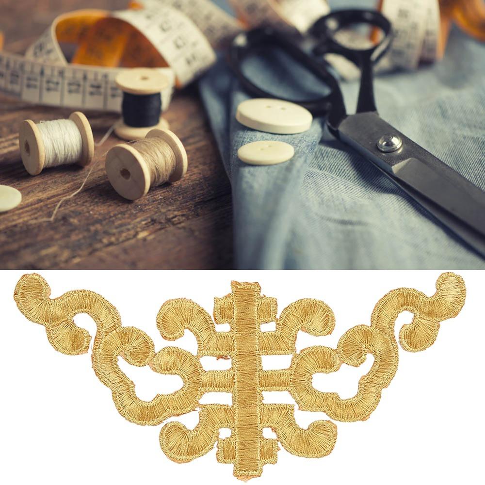 4pcs Iron On DIY Applique Patches Gold & Sliver Trimming Fabric Stickers DIY Craft Decoration