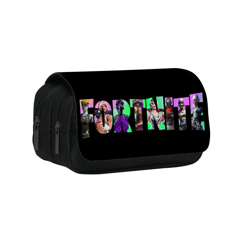 Fortnite Double Layer Pencil Bag With Nylon Material For Children Students And Stationery Storage