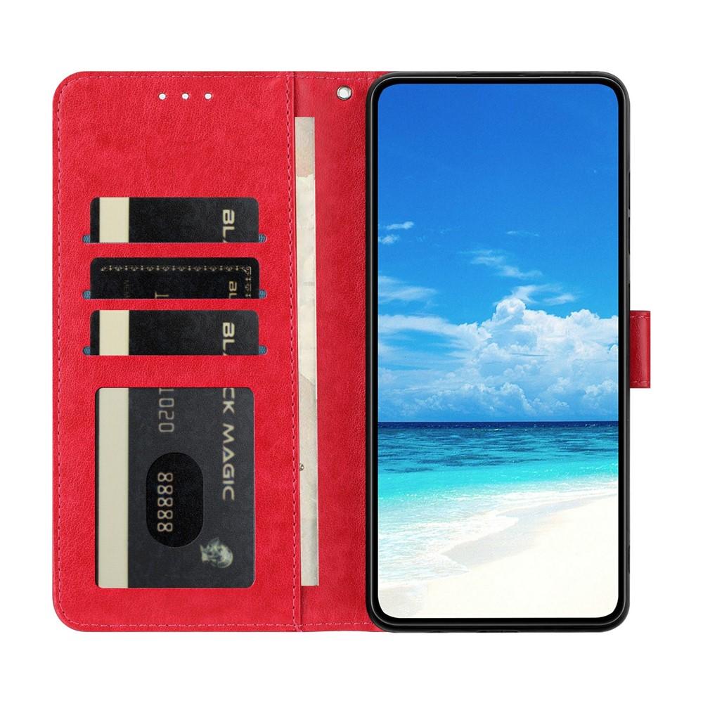 Wallet Case for Galaxy A16 - Leather/PU, Red, With Lanyard
