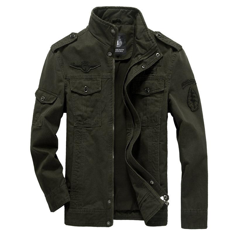 Spring And Autumn Jacket Men's Military Cotton Jacket Plus Size