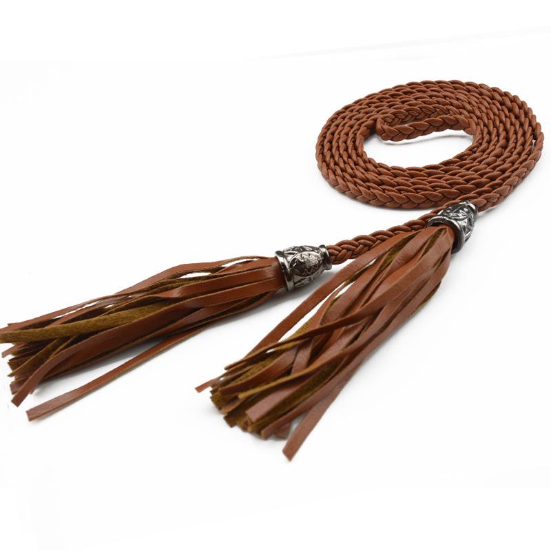 1 шт. женский кожаный ремень с кисточками для девочек, универсальный пояс для платья