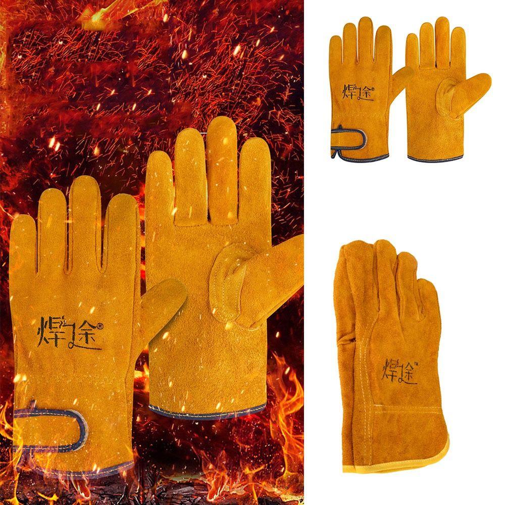 1Pair Breathable Welding Gloves Cowhide Welder Gloves Durable Work Safety Glove Heavy Duty Work
