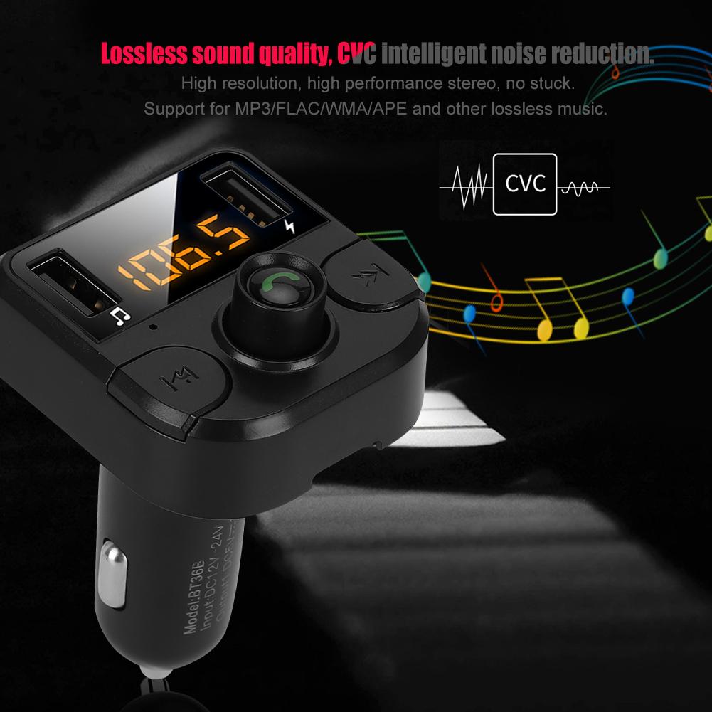 Car Bluetooth MP3 Player with Lossless Sound Quality Hands Free Calling Dual USB Fast Charging