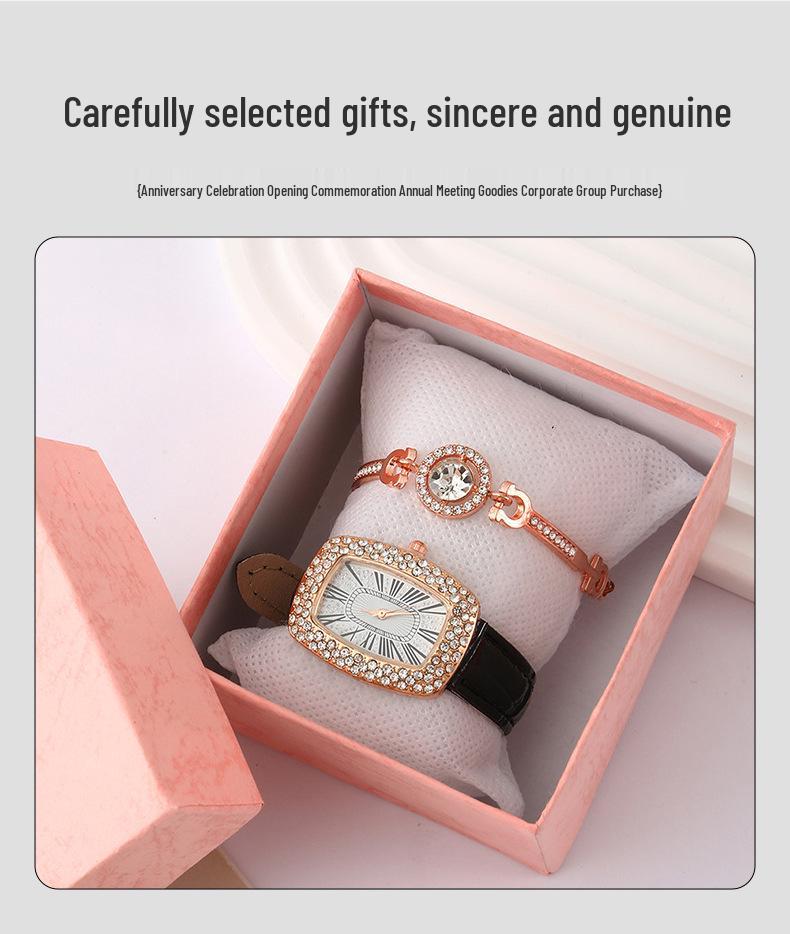 Женский Подарочный Набор: Часы с Бриллиантами и Браслет для Учителя, Девушки или на День Святого Валентина