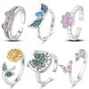 Обручальное кольцо CZ 925 Серебро Прозрачный Циркон Луна Ромашка Цветок Геометрия Открытый Размер Кольца на палец для Женщин Изящные Ювелирные Изделия Подарок