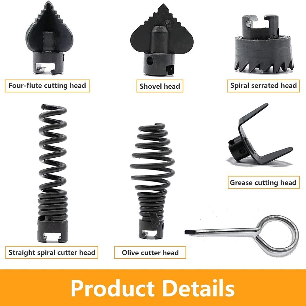 Набор из 7 резаков Очиститель засоров Инструмент для прочистки труб Трос Шнек Засор Канализационная труба