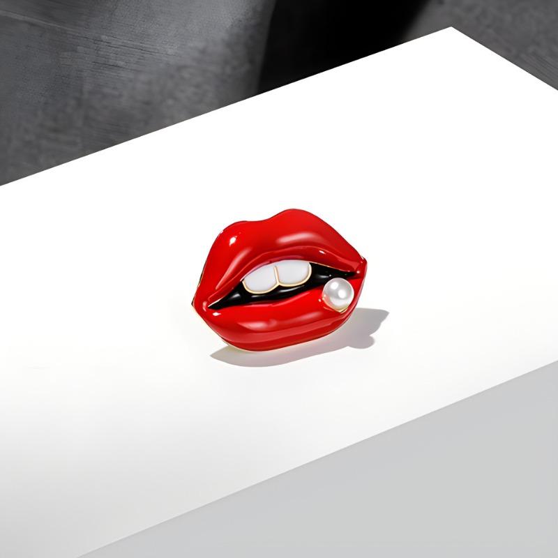 Брошь для губ цвета пламени, Женское фиксированное платье, Брошь, Жемчужная брошь, Небликующая булавка для воротника