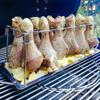 2PCS Stainless Steel Vertical Chicken Leg & Wing Rack with Drip Tray - Multi-Slot Roaster Stand for Even Cooking On Grill, Smoker, or Oven