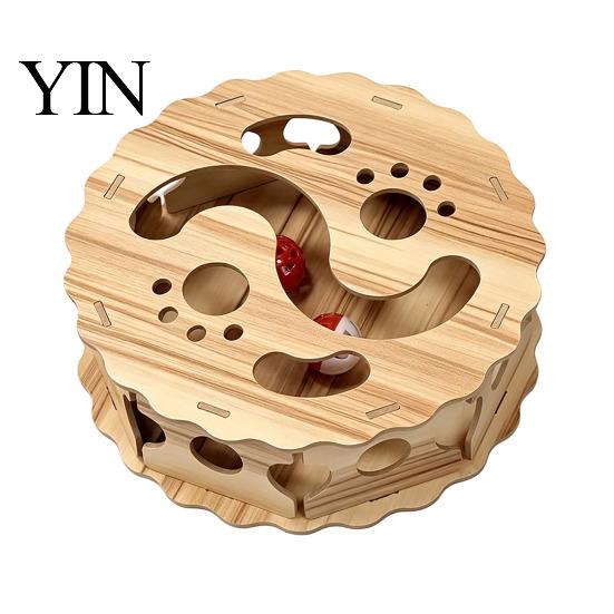 Sturdy Cat Maze Toy Interactive with Rolling Balls, Durable Density Board Scratching Indoor Pet Enrichment Toys Toy, Anxiety Relief Wooden Track