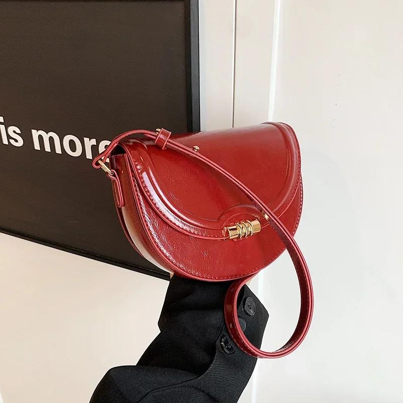 Классическая женская сумка через плечо бордового цвета, винтажные однотонные сумки через плечо с дизайном «плавник»