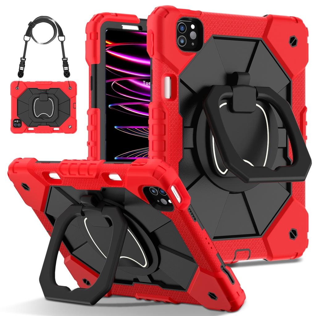 For Apple iPad Pro 11 (2021) 360° Rotating Grip Heavy Duty Protection Stand TPU+PC 3in1 Anti-knock Shockproof Tablets PC Case