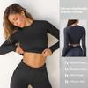 Женский спортивный топ с длинным рукавом и круглым вырезом, сексуальный, с поясом, повседневный, для фитнеса, короткий, тонкий