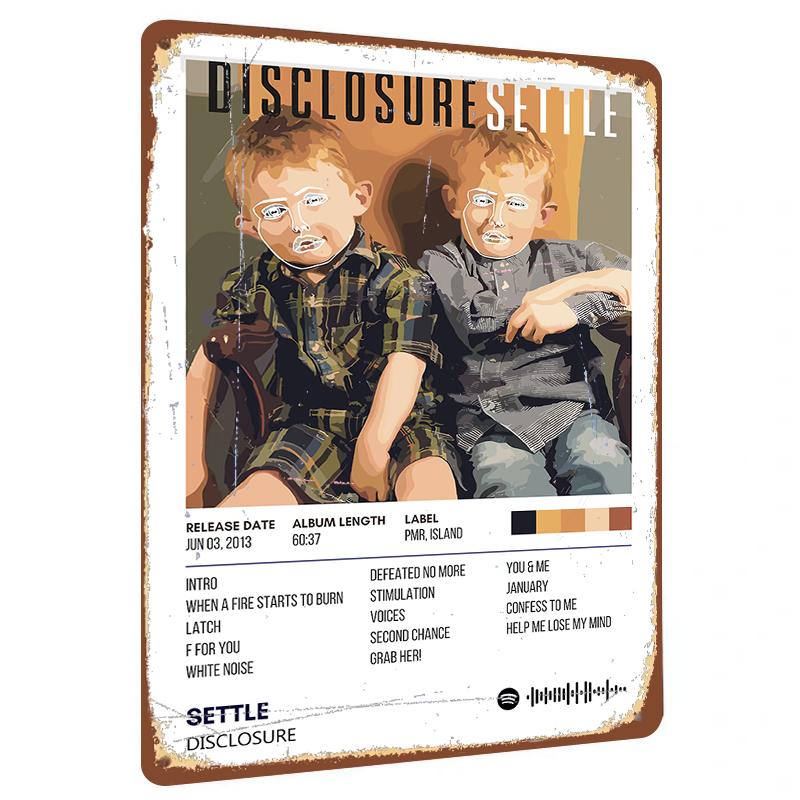 Custom Disclosure Settle Album Cover Metal Tin Sign Music Art Decor Wall Hanging for Living Room Bedroom Bar