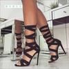 Fashion New Fashion Fluorescent Black Sexy Peep-toe Stretch Fabric Back Zipper Women Sandals Stiletto Heel Sandals Female Shoe