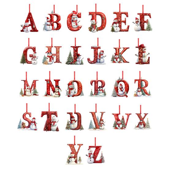 Подвеска с рождественскими буквами от A до Z, подвесной рождественский алфавит, акриловый снеговик