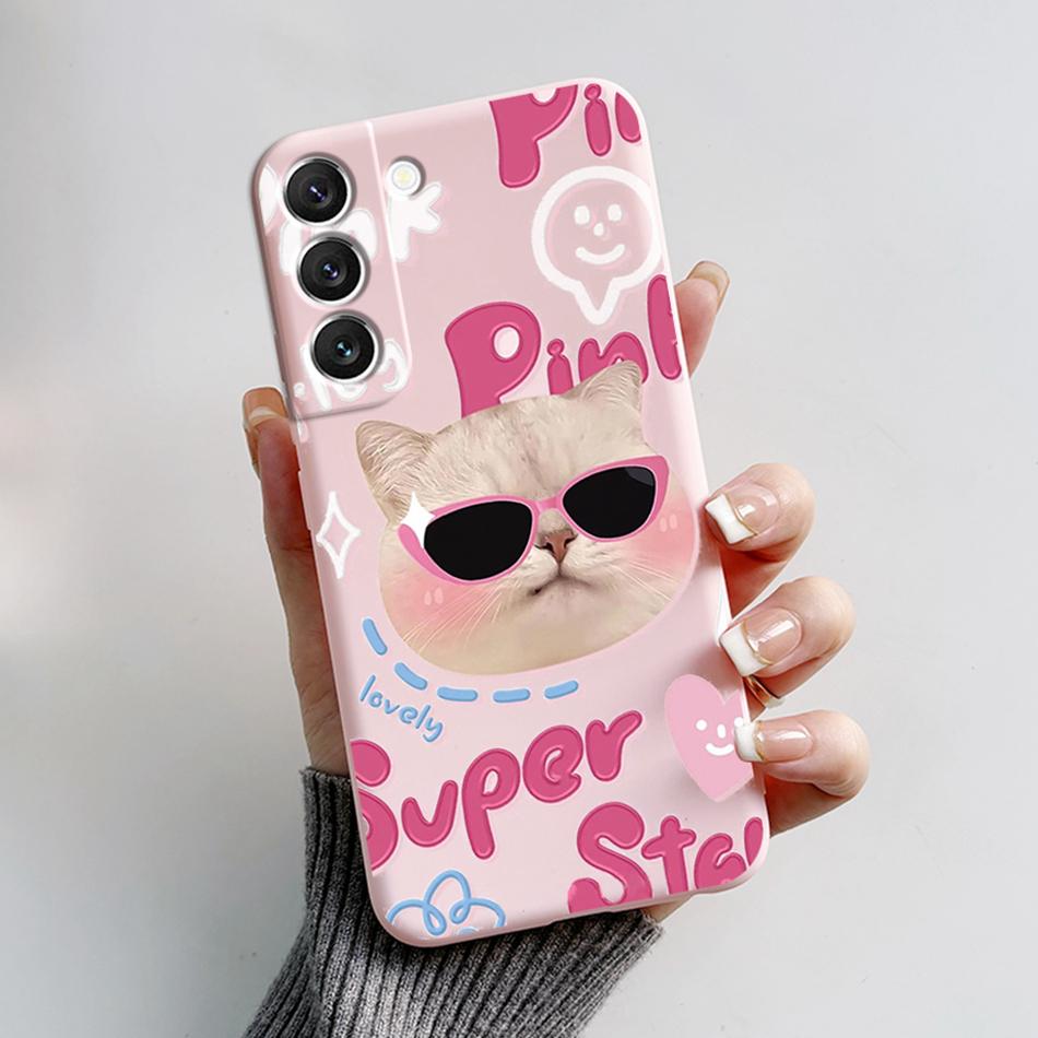 For Samsung Galaxy S22 S 22 Plus S22 Ultra S22+ Case Soft Slim Cute Bear Cartoon Frog Candy Painted Back Cover Funda Bumper Bags