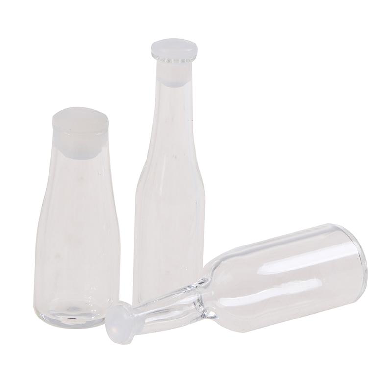 3шт 1: 12 Кукольный домик Миниатюра Стеклянная Бутылка Кухня Гостиная Аксессуары