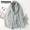 Women Elegant Plant Print Scarf for Women - Breathable, Fashionable, and Warm Polyester Shawl for Casual Outings