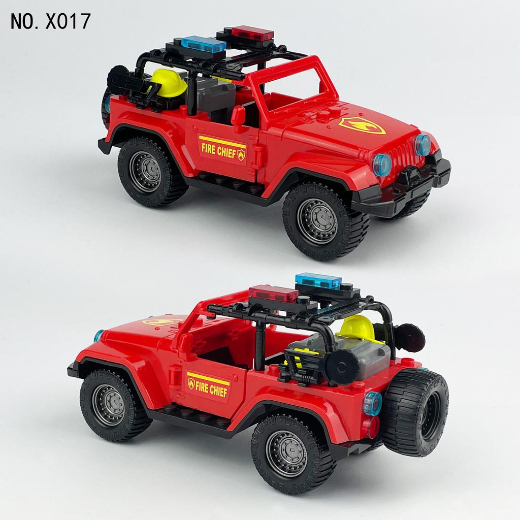 60 шт. X017 внедорожный пожарный патрульный автомобиль строительные блоки детские игрушки