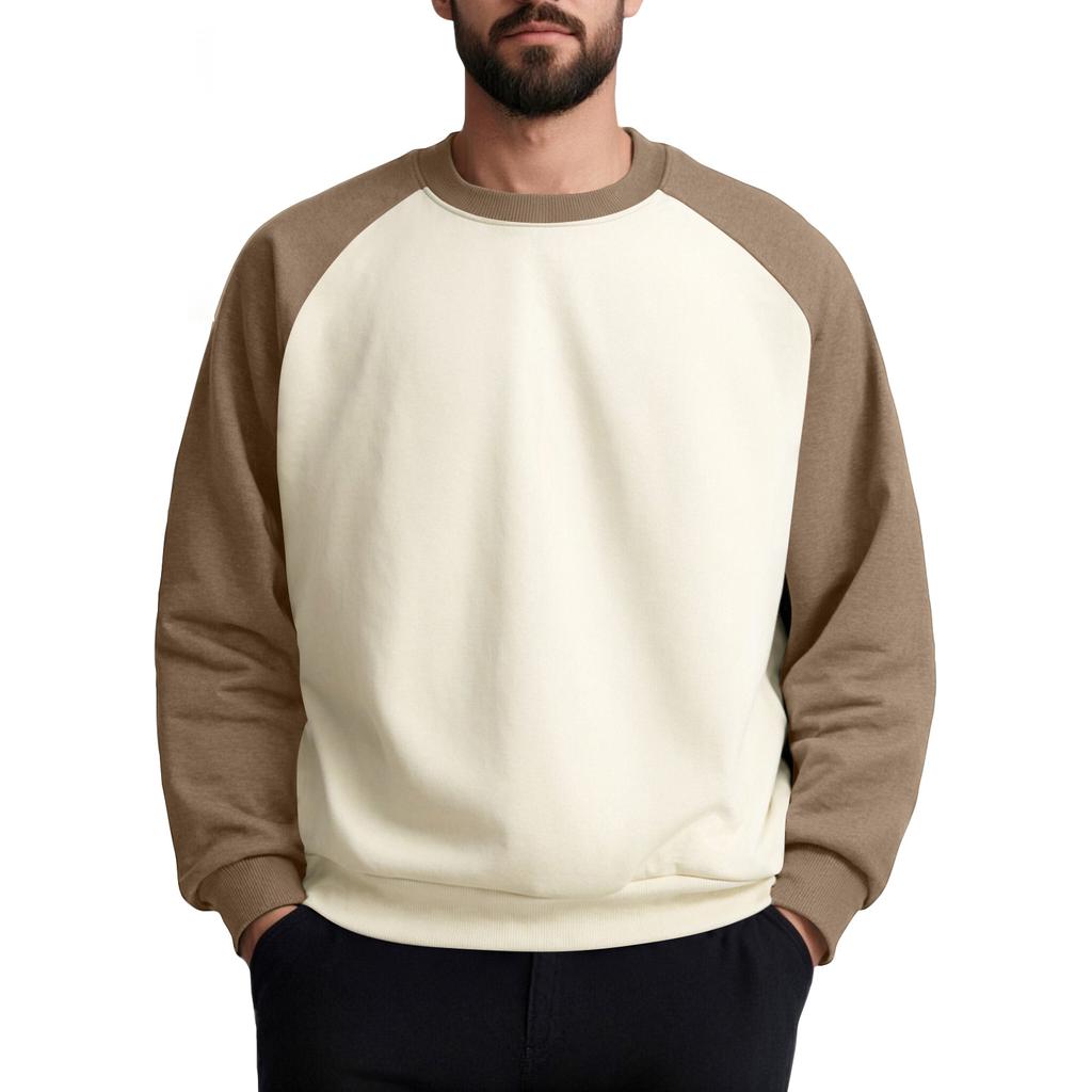 Unisex Colorblock Round Neck Pullover Top Raglan Sleeve Long Sleeve Sweatshirt